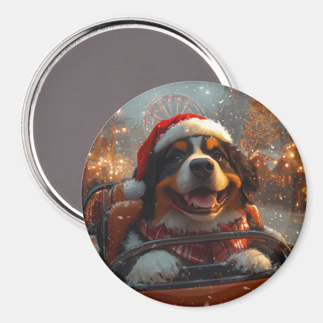 Bernese Mountain Dog Roller Coaster Christmas  Magnet (Front/Back)