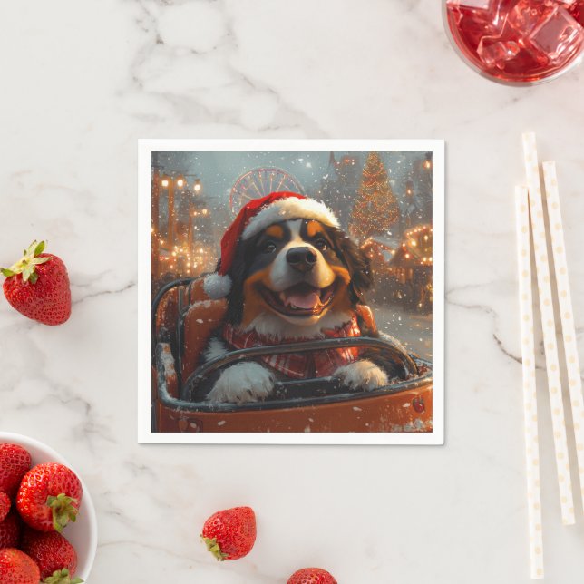 Bernese Mountain Dog Roller Coaster Christmas  Napkins (Insitu)