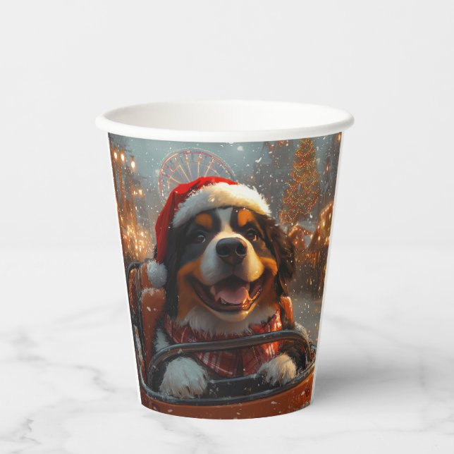 Bernese Mountain Dog Roller Coaster Christmas  Paper Cups (Front)
