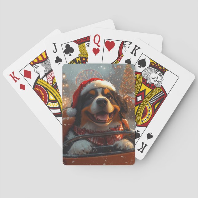 Bernese Mountain Dog Roller Coaster Christmas  Poker Cards (Back)