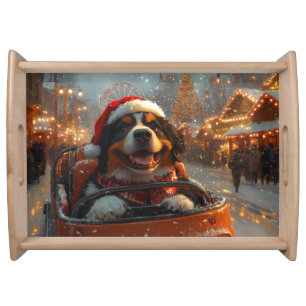 Bernese Mountain Dog Roller Coaster Christmas  Serving Tray
