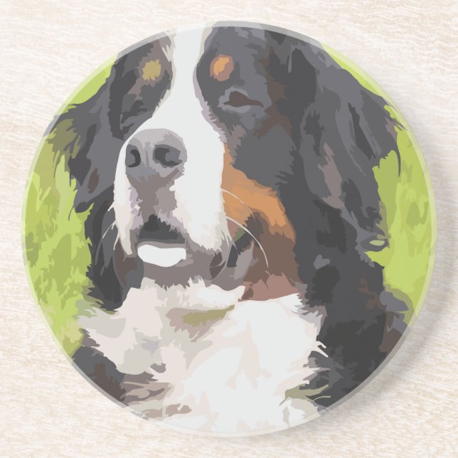Bernese mountain dog sandstone coaster (Front)