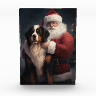 Bernese Mountain Dog Santa Claus Festive Christmas Acrylic Award
