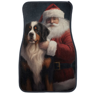 Bernese Mountain Dog Santa Claus Festive Christmas Car Floor Mat