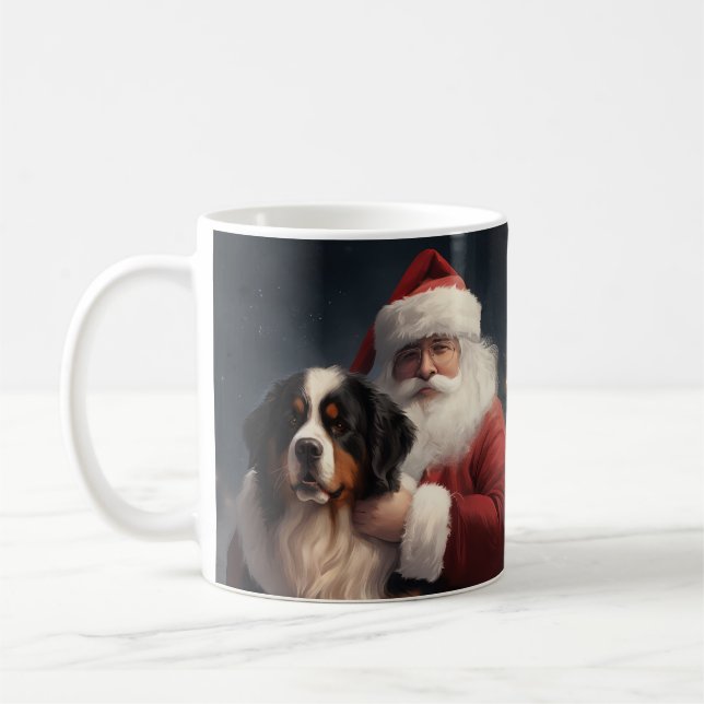 Bernese Mountain Dog Santa Claus Festive Christmas Coffee Mug (Left)