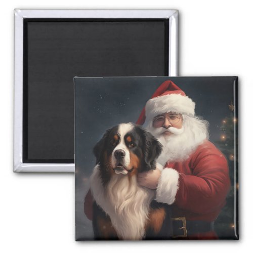 Bernese Mountain Dog Santa Claus Festive Christmas Magnet