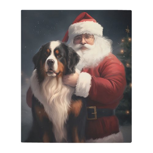 Bernese Mountain Dog Santa Claus Festive Christmas Metal Print