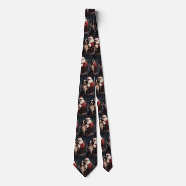 Bernese Mountain Dog Santa Claus Festive Christmas Neck Tie (Front)