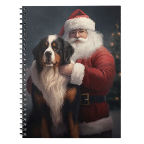 Bernese Mountain Dog Santa Claus Festive Christmas Notebook