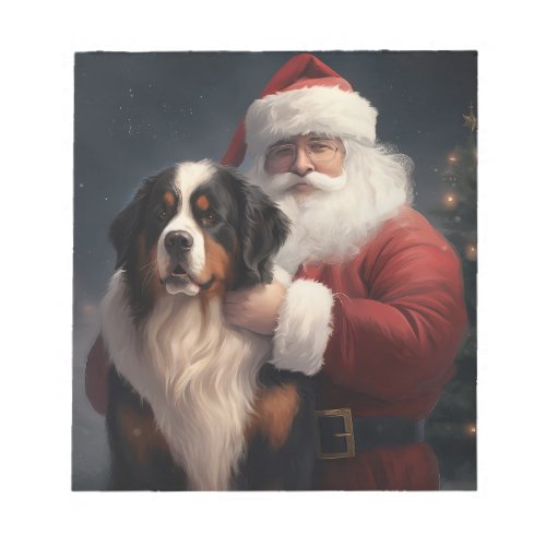 Bernese Mountain Dog Santa Claus Festive Christmas Notepad