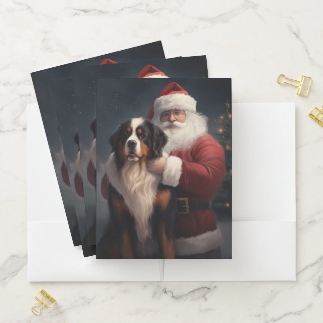 Bernese Mountain Dog Santa Claus Festive Christmas Pocket Folder (In Situ)