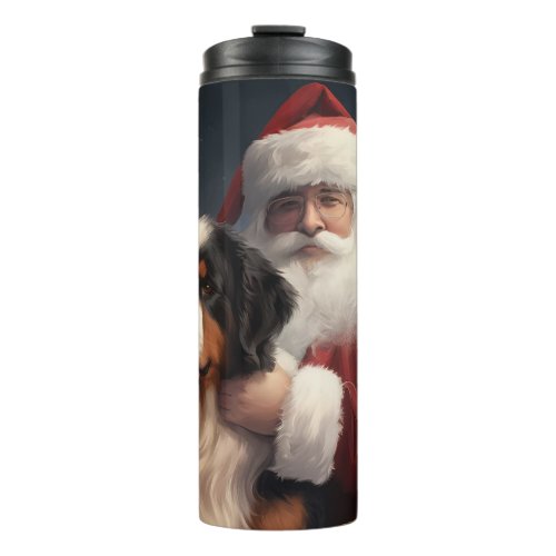 Bernese Mountain Dog Santa Claus Festive Christmas Thermal Tumbler