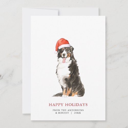 Bernese Mountain Dog Santa Hat Christmas Card