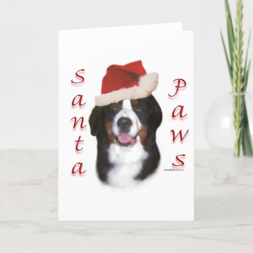Bernese Mountain Dog Santa Paws Holiday Card