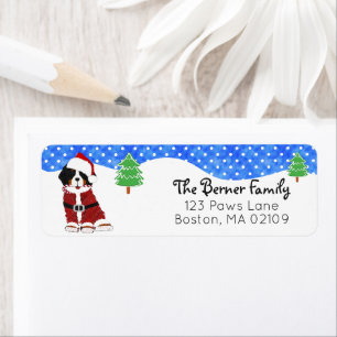 Bernese Mountain Dog Santa Paws Holiday Label