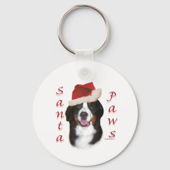 Bernese Mountain Dog Santa Paws Keychain (Front)