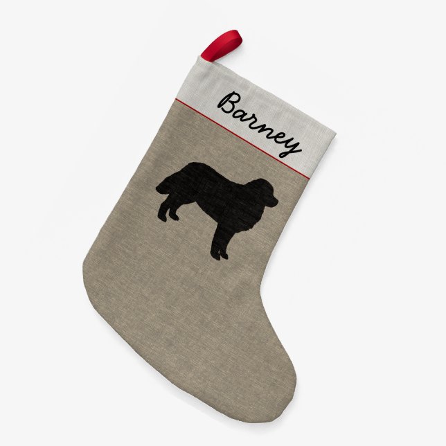 Bernese Mountain Dog Silhouette Berner Custom Small Christmas Stocking (Front (Hanging))