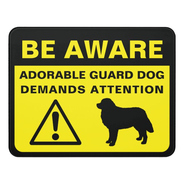 Bernese Mountain Dog Silhouette Guard Dog Warning Door Sign (Contemporary Front)