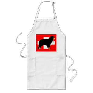 bernese mountain dog silhouette on flag rust long apron