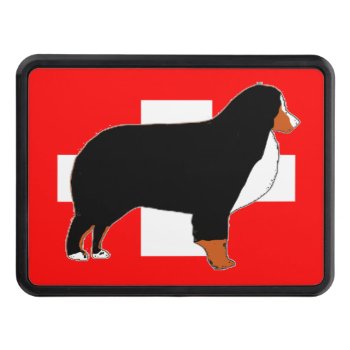 Bernese Mountain Dog Silhouette On Flag Rust Tow Hitch Cover by BreakoutTees at Zazzle