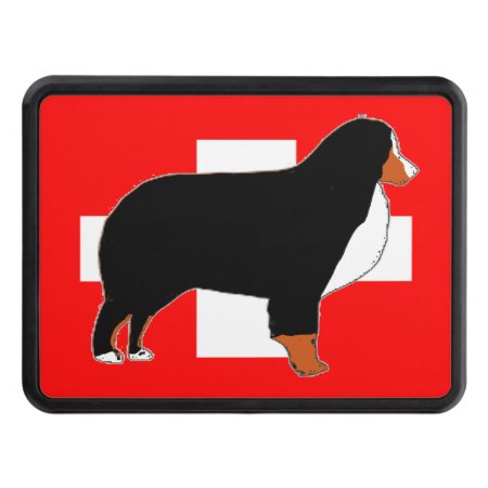Bernese Mountain Dog Silhouette On Flag Rust Tow Hitch Cover