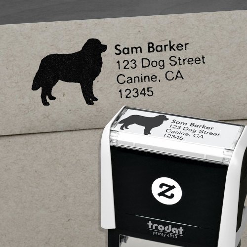 Bernese Mountain Dog Silhouette Return Address Self_inking Stamp