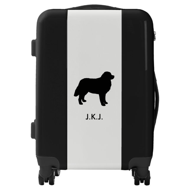 Bernese Mountain Dog Silhouette with Custom Text Luggage (Front)