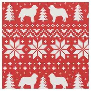 Bernese Mountain Dog Silhouettes Christmas Holiday Fabric