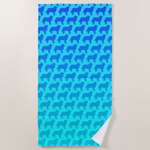 Bernese Mountain Dog Silhouettes Pattern Beach Towel
