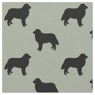 Bernese Mountain Dog Silhouettes Patterned Fabric
