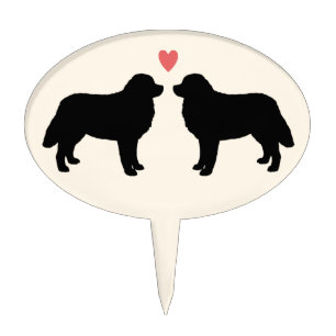 Bernese Mountain Dog Silhouettes with Heart Cake Topper