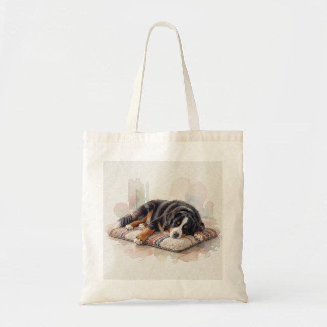 Bernese Mountain Dog Sleeping On The Chalet Hearth Tote Bag