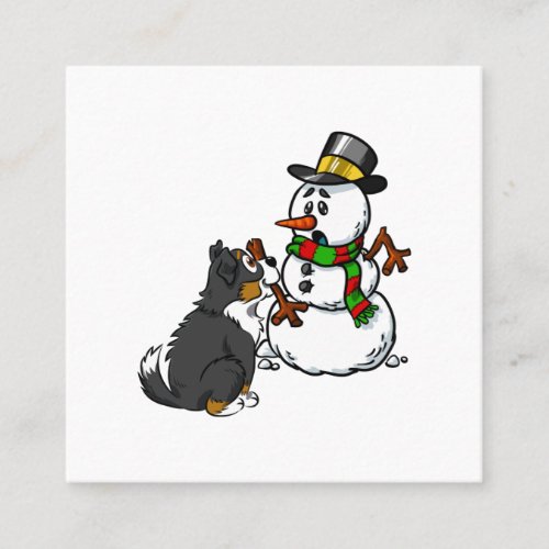 Bernese Mountain Dog Snowman Christmas Square Business Card