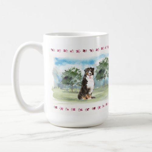 Bernese Mountain Dog spring scene ceramic mug