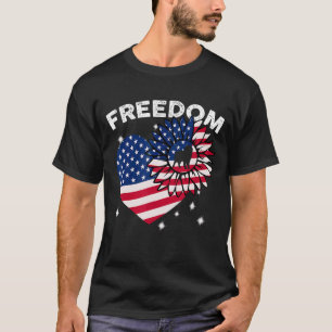 Bernese Mountain Dog Sunflower Heart American Flag T-Shirt