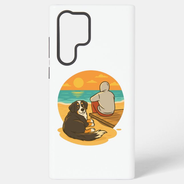 Bernese Mountain Dog Sunset Beach Companion Samsung Galaxy Case (Back)