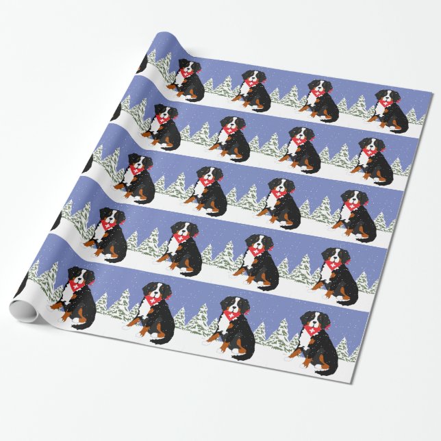 Bernese Mountain Dog Swiss Cross Wrapping Paper (Unrolled)