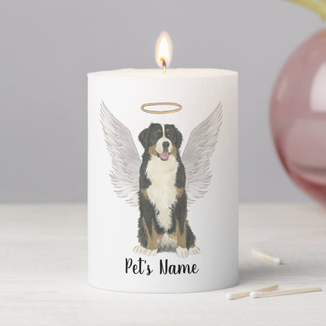 Bernese Mountain Dog Sympathy Memorial Pillar Candle (In Situ)