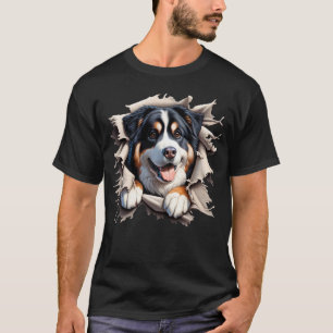 Bernese Mountain Dog Tearing Out Ripping Through T-Shirt