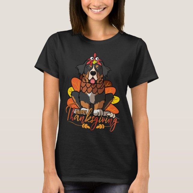 Bernese Mountain Dog Thanksgiving Dog Turkey Costu T-Shirt (Front)
