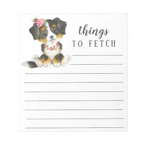 Bernese Mountain Dog Things to Fetch Notepad