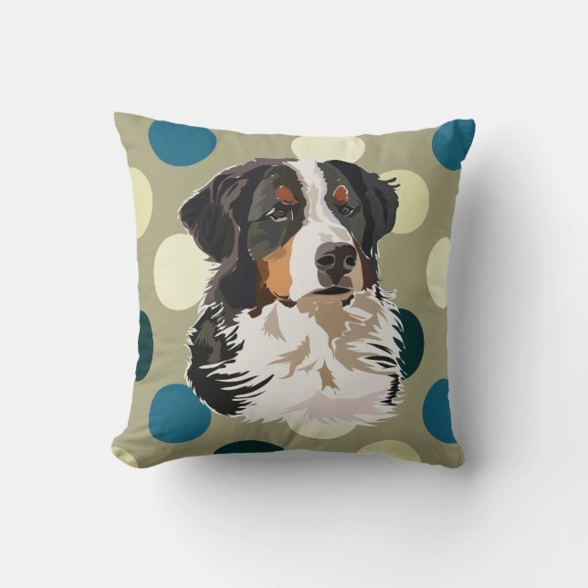 Bernese Mountain Dog Throw Pillow (Front)