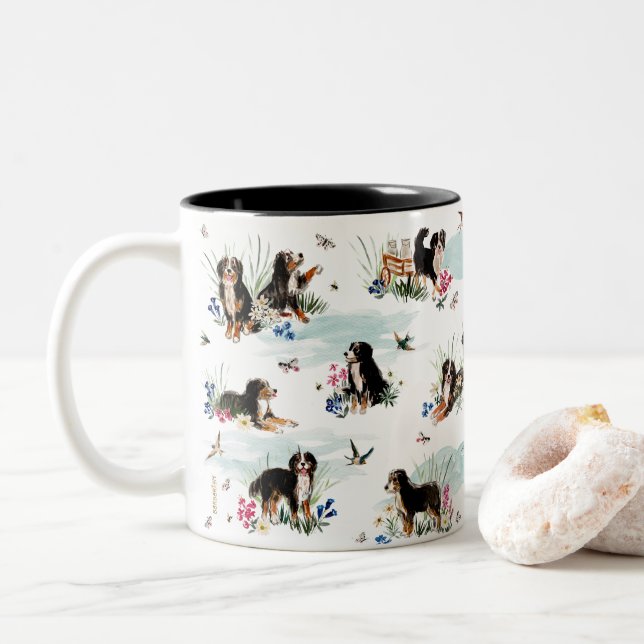 BERNESE MOUNTAIN DOG Two-Tone COFFEE MUG (With Donut)