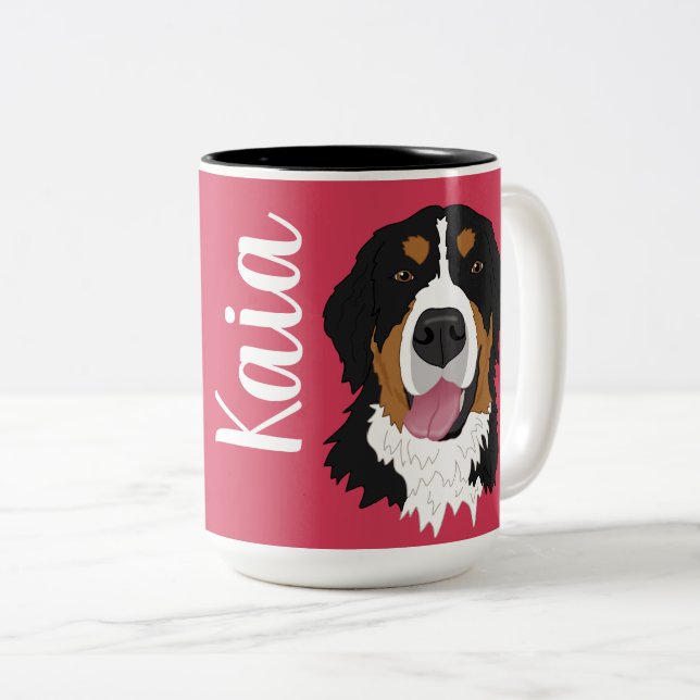 Bernese Mountain Dog Two-Tone Coffee Mug (Front Right)