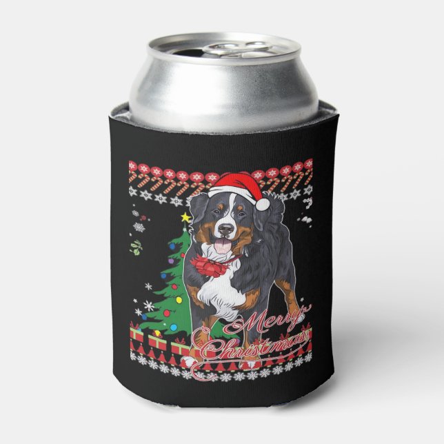 Bernese Mountain Dog Ugly Christmas Sweater Shirt  Can Cooler (Can Front)