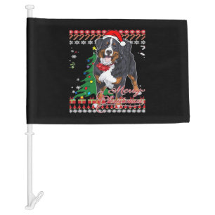 Bernese Mountain Dog Ugly Christmas Sweater Shirt Car Flag