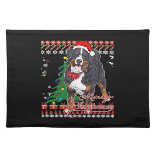 Bernese Mountain Dog Ugly Christmas Sweater Shirt Cloth Placemat