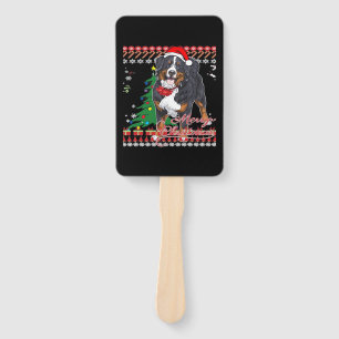 Bernese Mountain Dog Ugly Christmas Sweater Shirt  Hand Fan