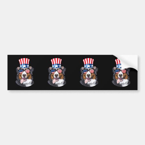 Bernese Mountain Dog USA Flag Hat 4th of July Bumper Sticker