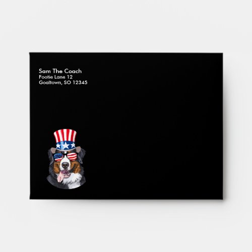 Bernese Mountain Dog USA Flag Hat 4th of July Envelope